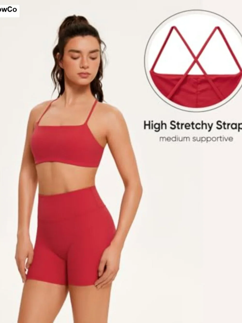 2pc Strappy Sports Bra Scrunch Biker Shorts Set